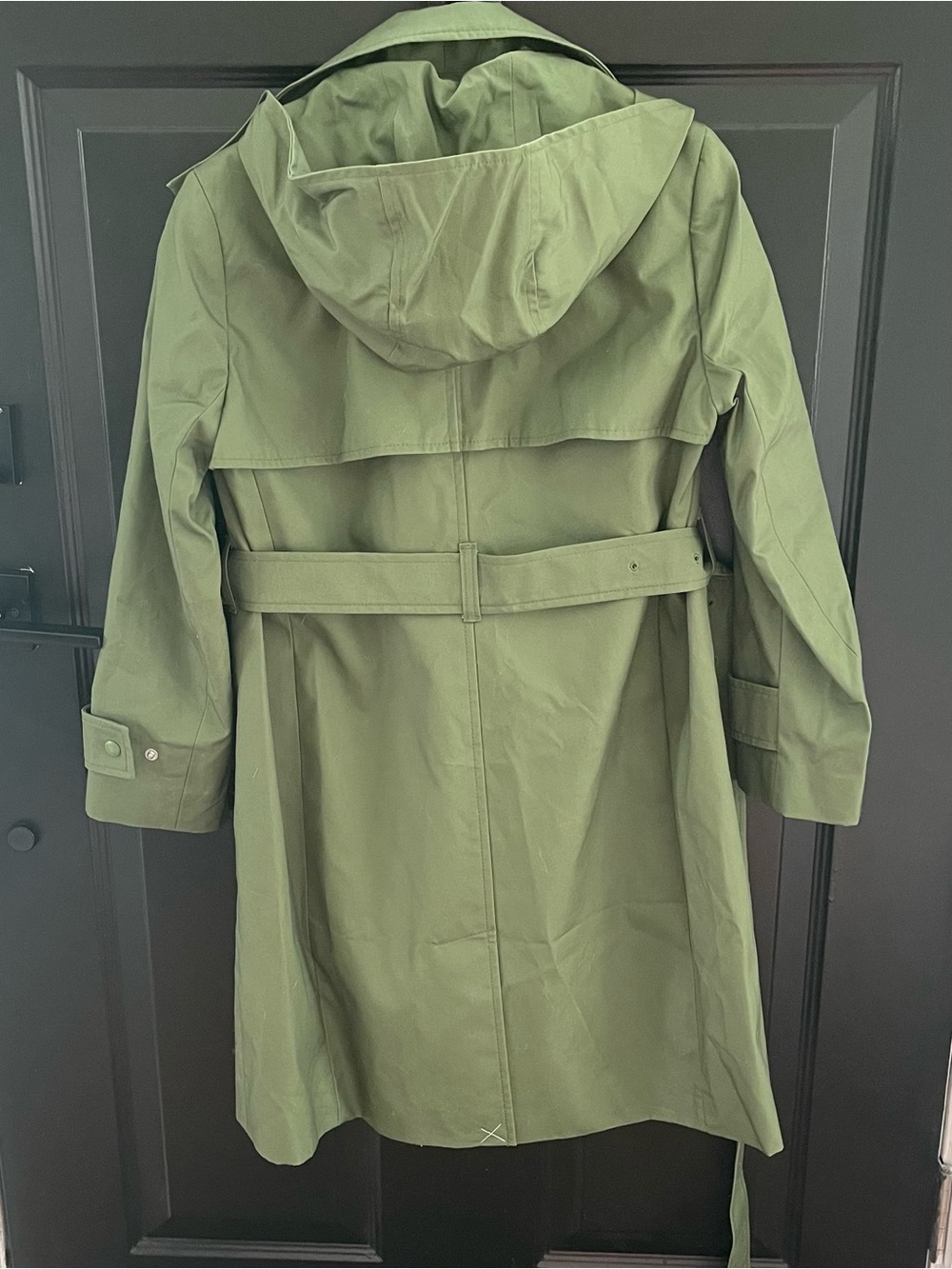 J. Crew Olive Green Trench Coat with Gold Chain Detail - Picture 4 of 6